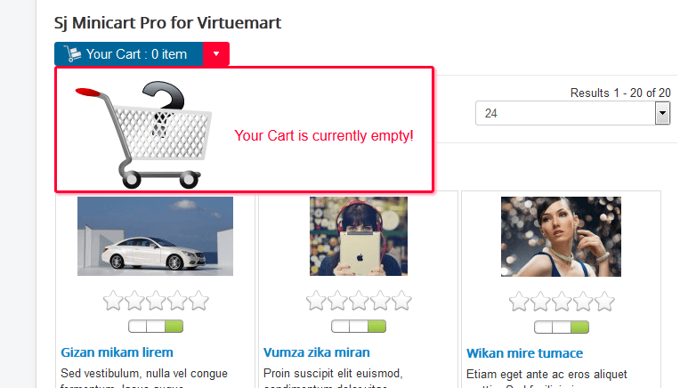 ماژول سبد خرید ویرچومارت Sj Minicart Pro for Virtuemart  